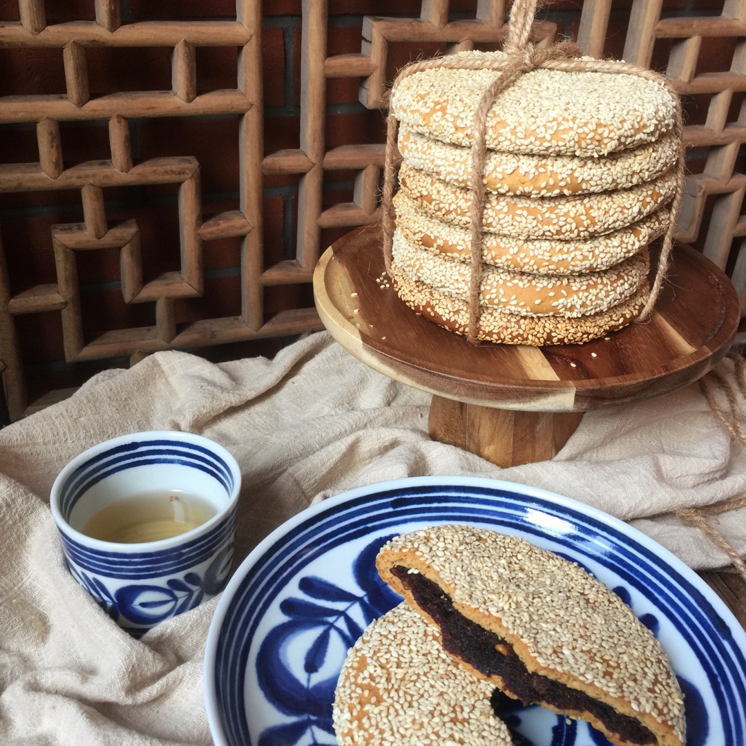 狮子丑丑宝贝做的【自制松子枣泥麻饼】苏州传统名点