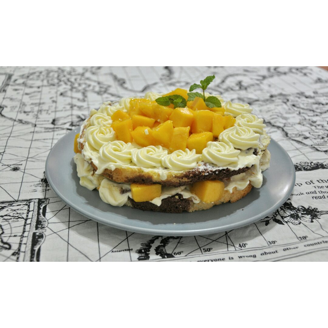 【零失败】不会裱花没关系的水果裸蛋糕 芒果裸蛋糕 完美戚风胚