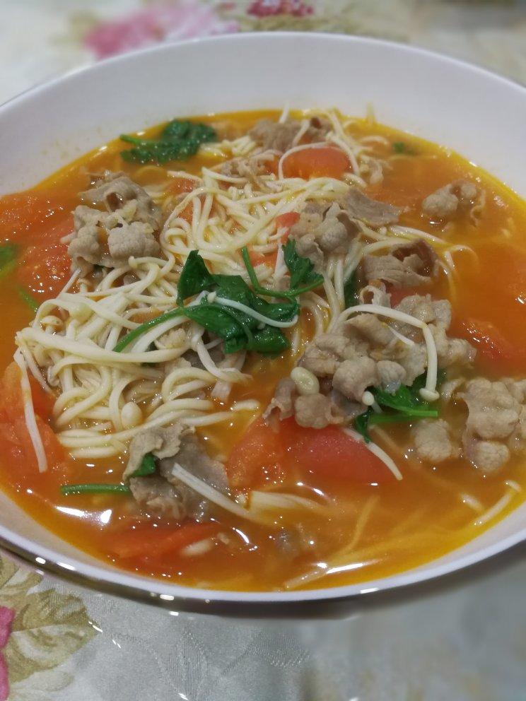 【番茄金针菇肥牛汤图片】银宝铃_下厨房