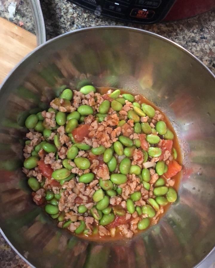 肉末番茄烧毛豆