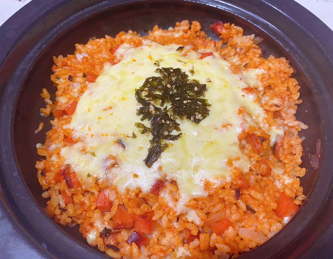 拉丝芝士火腿焗饭