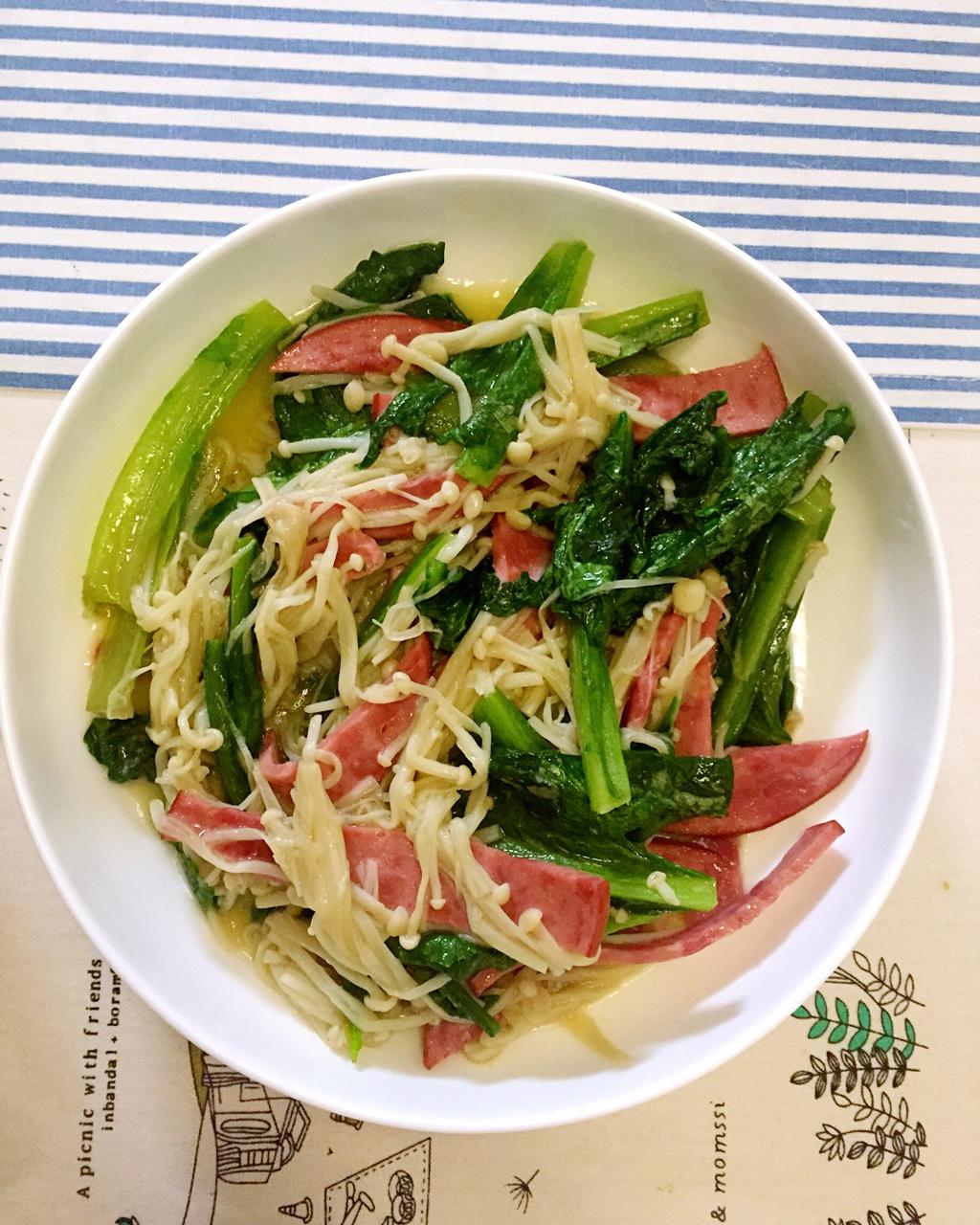 小清新---金针菇炒油麦菜