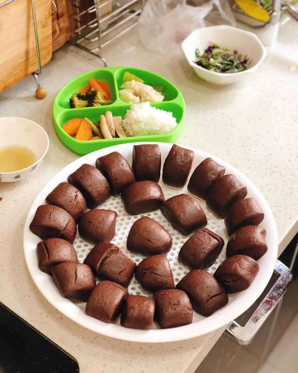 面包机版黑芝麻馒头