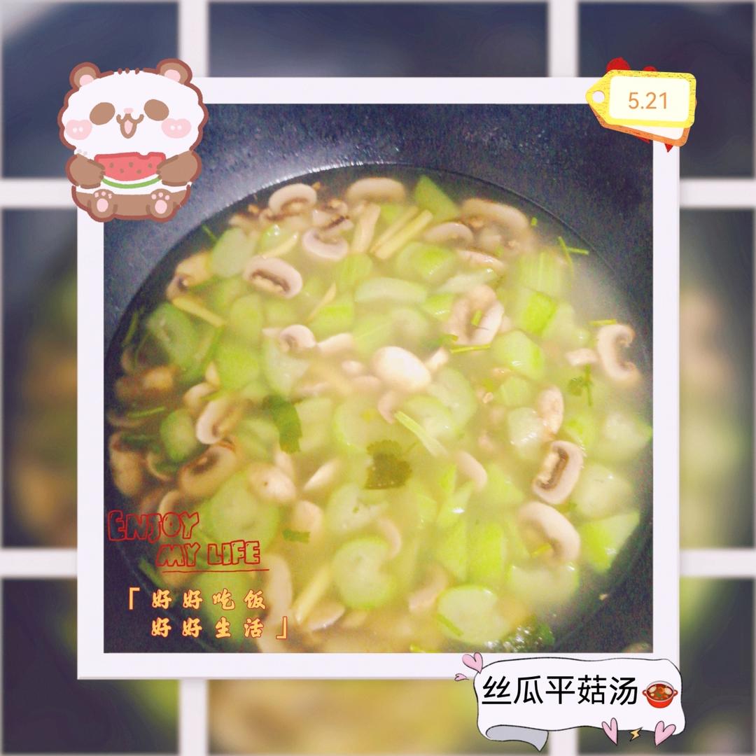 汤鲜味美！适合天热喝的刮油神汤～丝瓜蘑菇汤