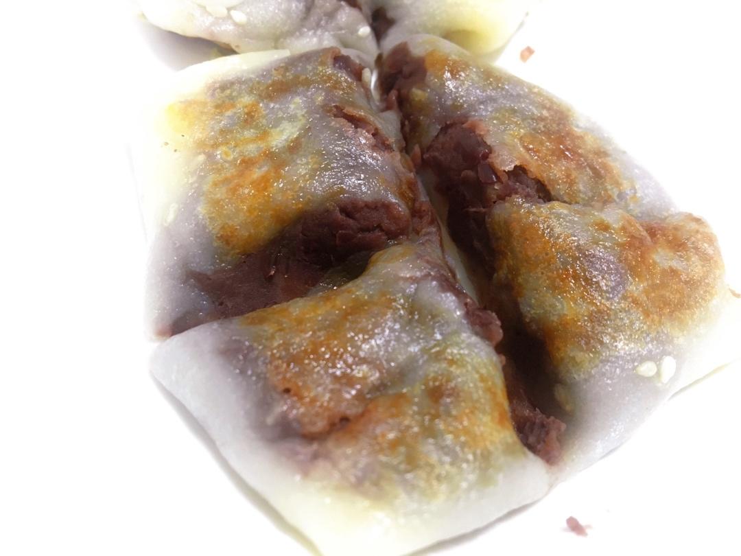 快手懒人免揉糯米红豆饼 无需揉面 包馅的糯米饼 超薄皮 消耗红豆沙 玉子烧厚蛋烧锅不粘锅平底锅妙用