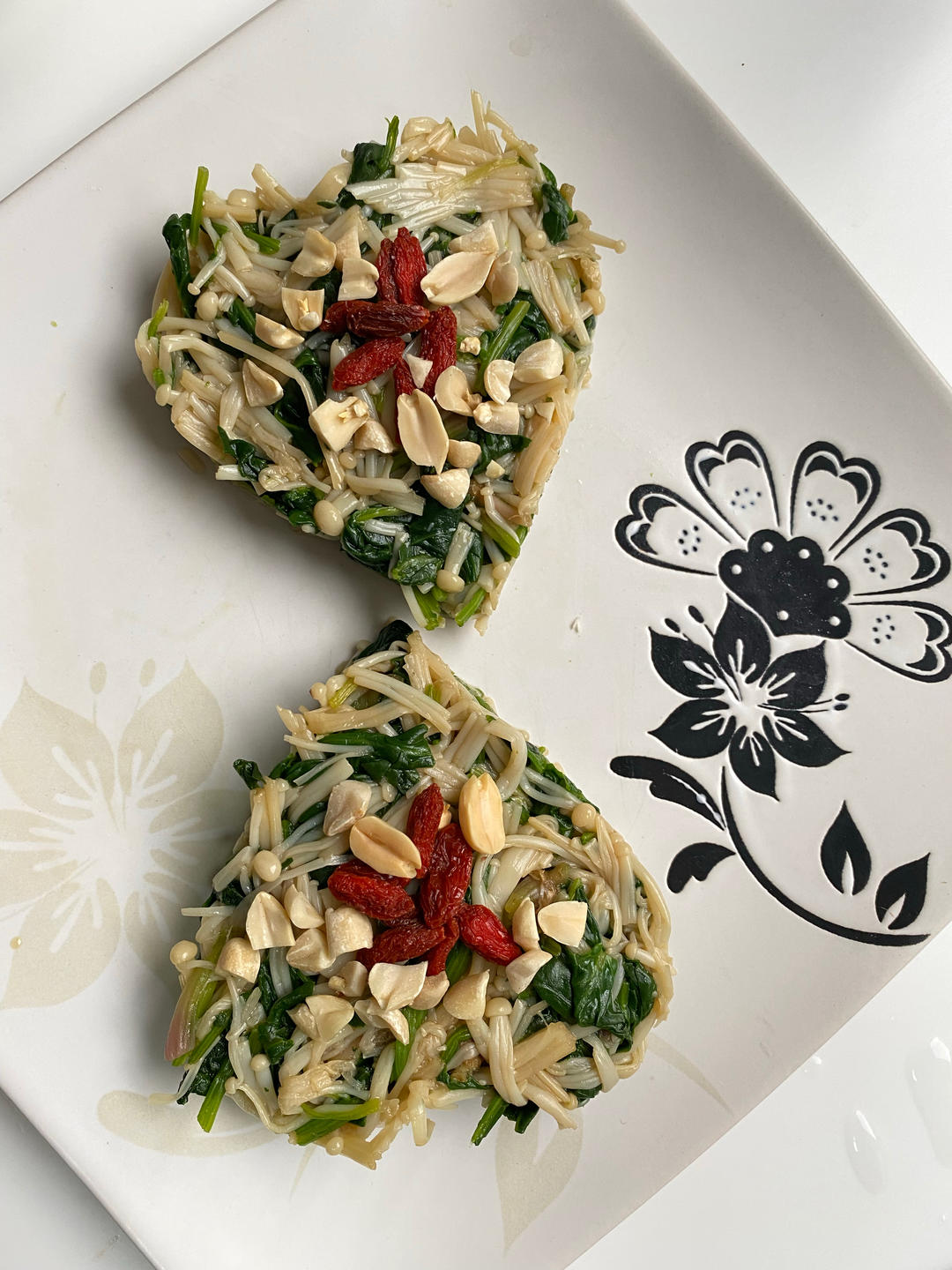 凉拌菠菜金针菇