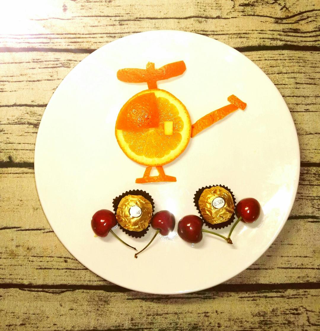 无心悠悠做的橙子水果拼盘直升机