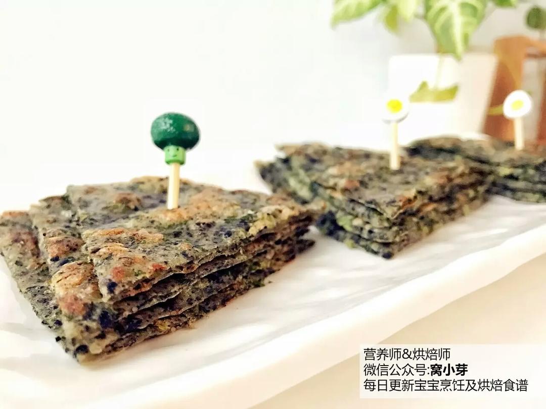 宝宝辅食：油麦菜黑芝麻饼-香味浓郁，清新爽口，宝宝不要贪吃哦！12M+