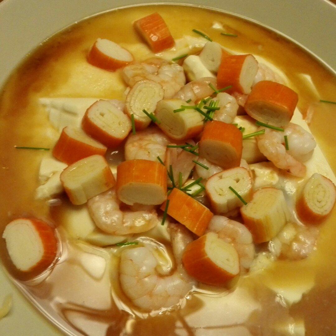 虾仁豆腐蒸水蛋