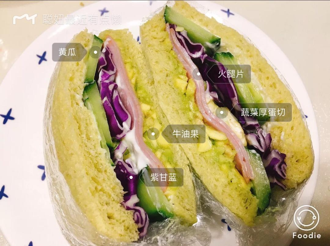 牛油果火腿三明治