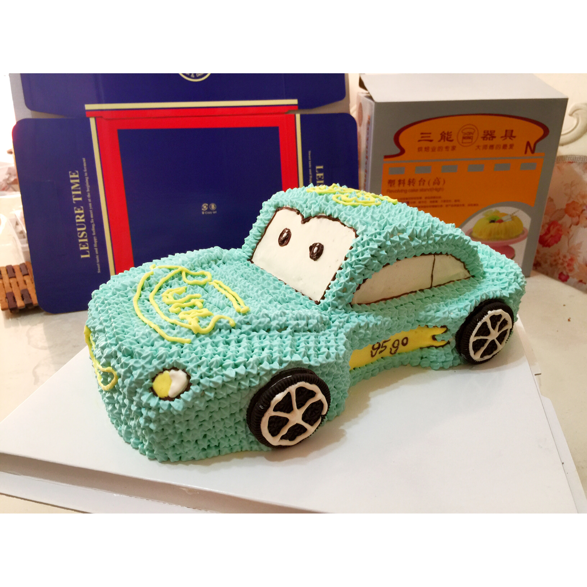 #动感麦昆#汽车蛋糕的拼接方法