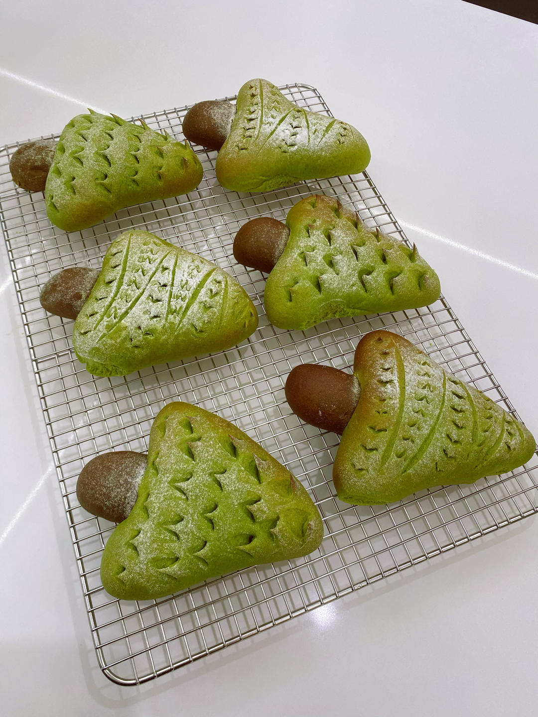 圣诞氛围拉满，抹茶芋泥圣诞树面包！