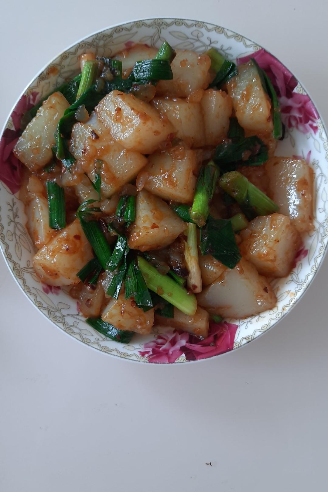 蒜苗炒凉粉