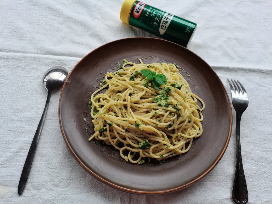 几分钟搞定pesto spaghetti青酱和青酱意面一起搞定