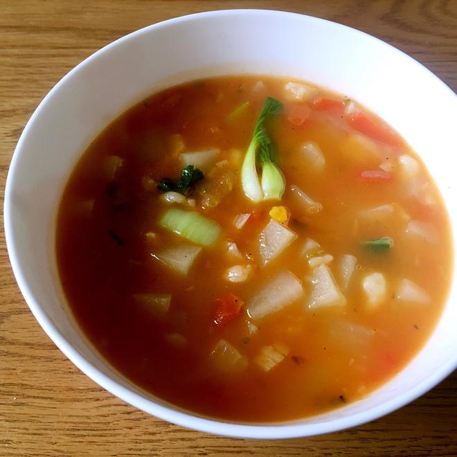 翡翠番茄疙瘩汤的做法