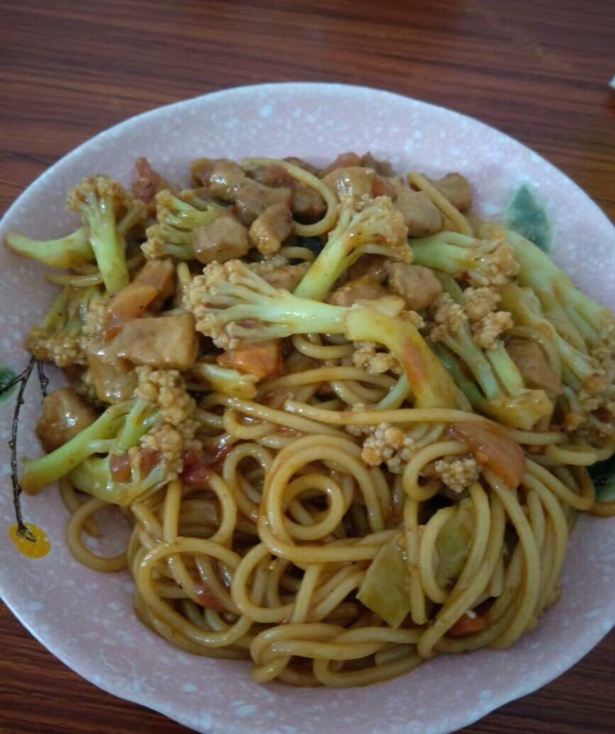 素花菜豆腐炒面