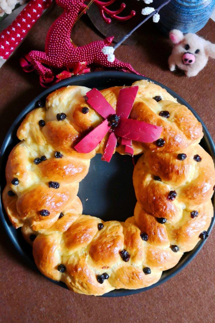 蔓越莓笑笑做的圣诞花环面包(爱和自由版)