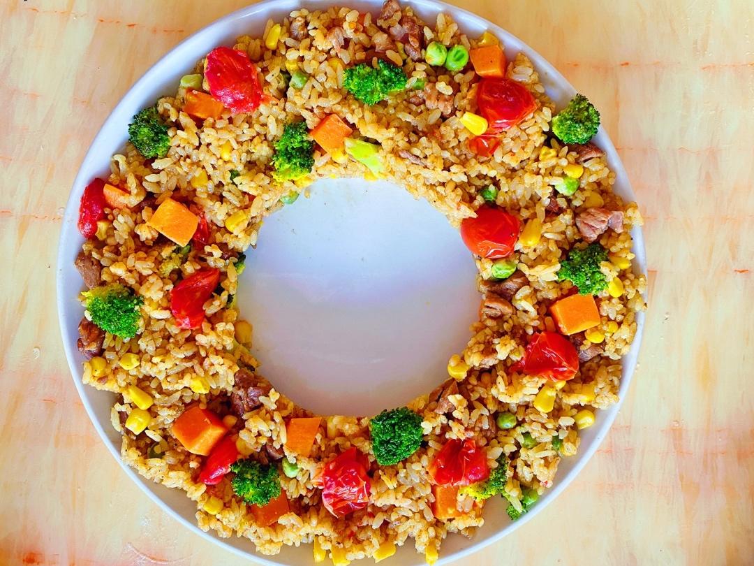 简单又高颜值的圣诞花环炒饭