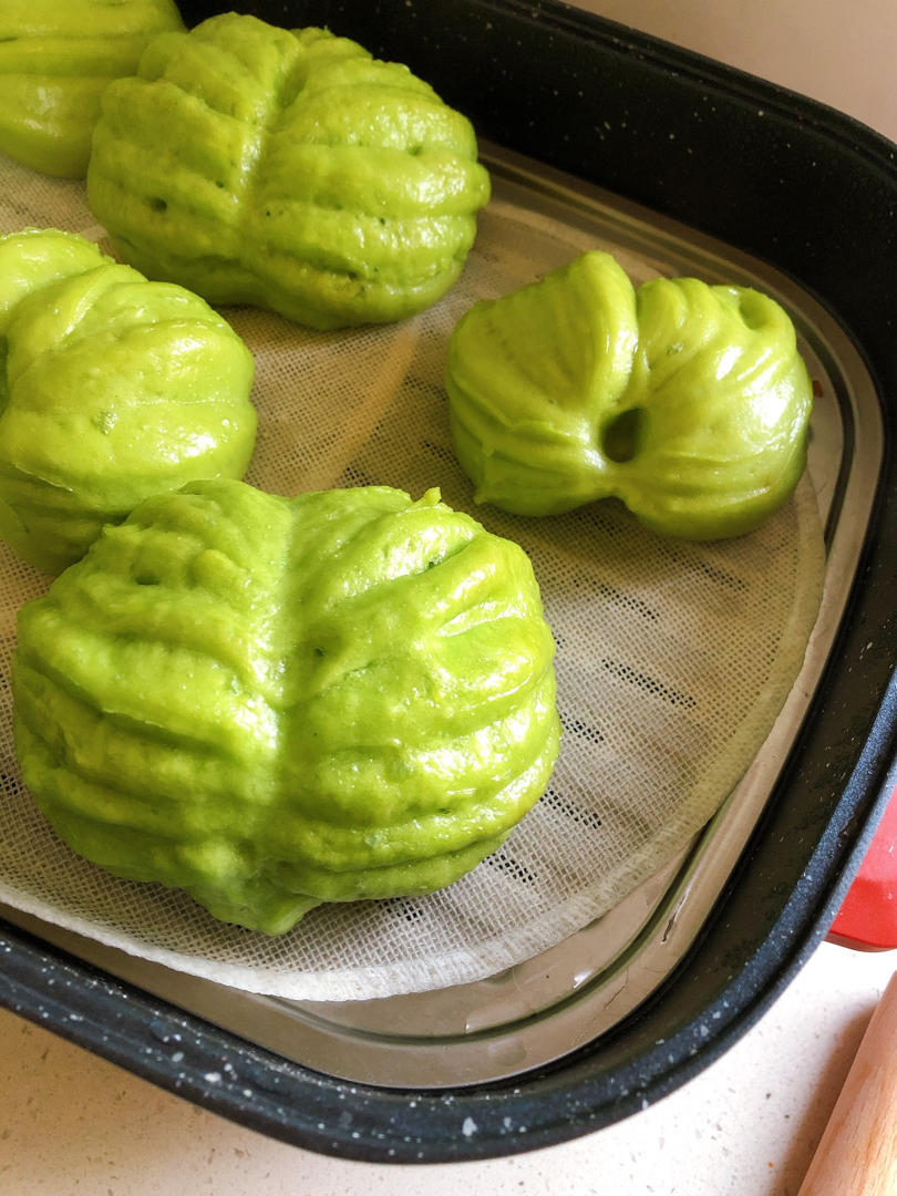 菠菜汁心形馒头 花卷（一次性发酵超治愈）