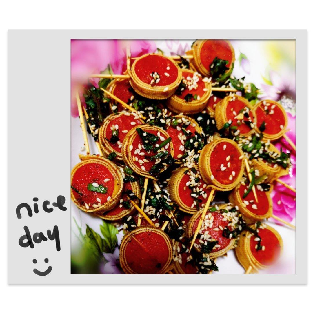 孜然火腿豆皮卷