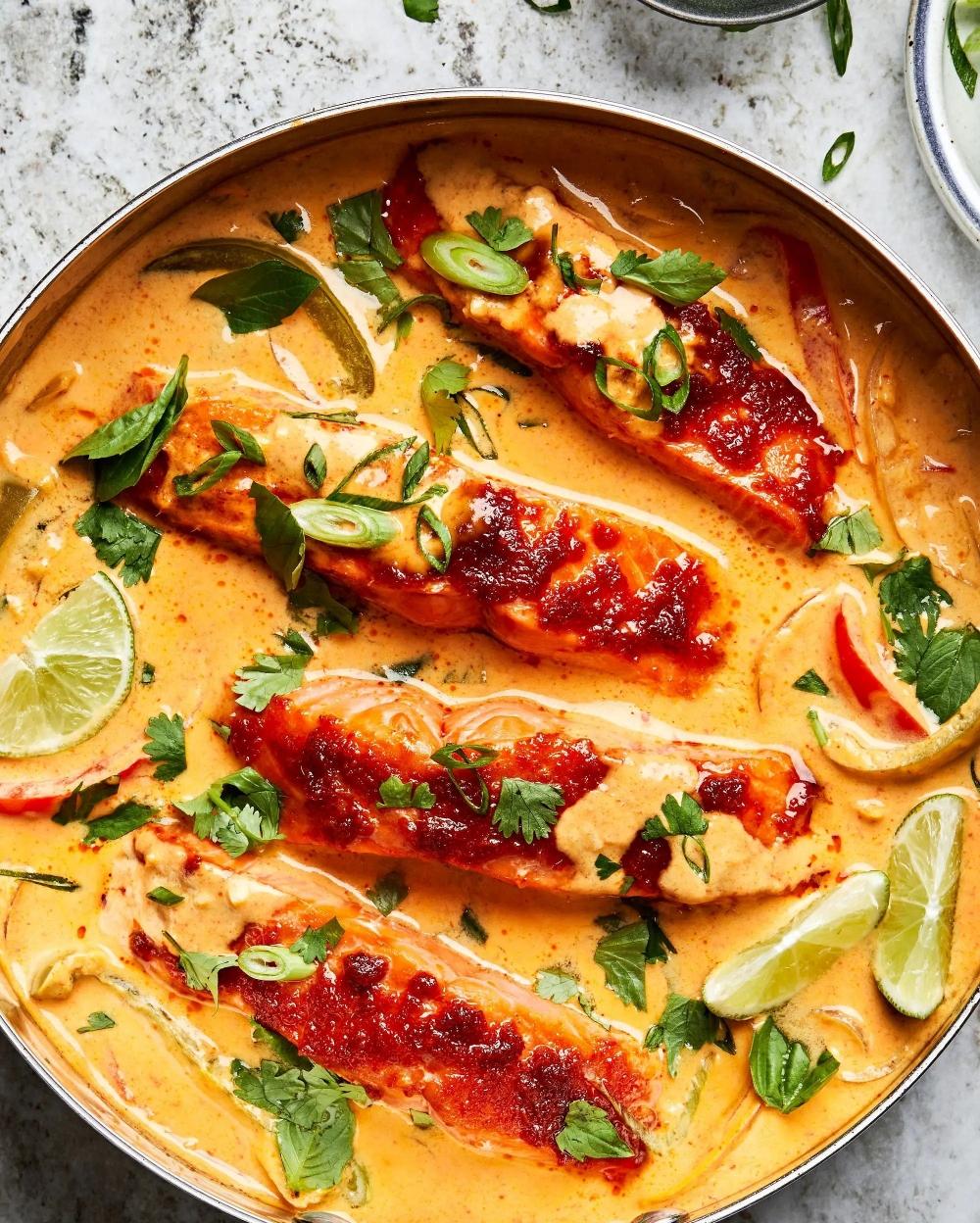 🇹🇭泰式红咖喱三文鱼「微波炉」