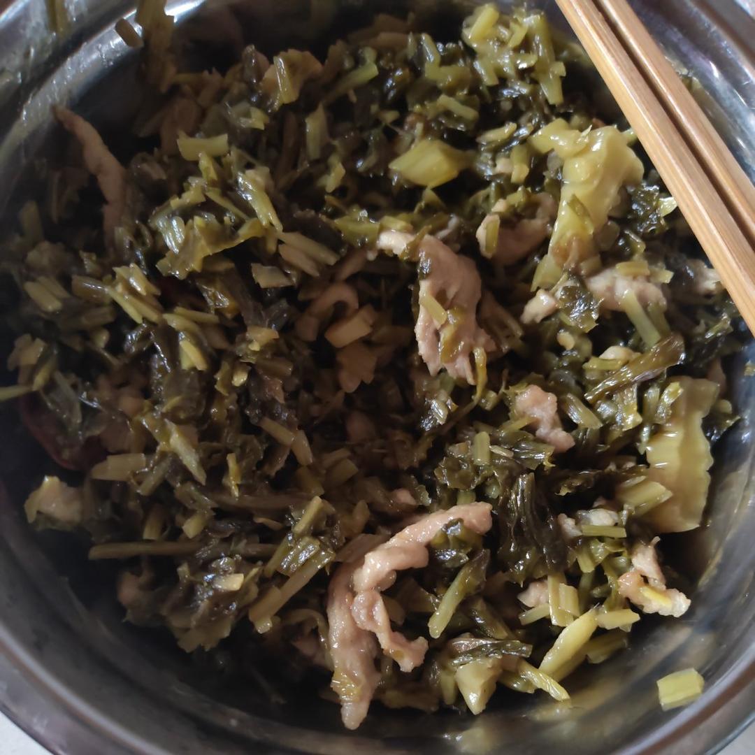 坛腌雪菜肉丝毛豆