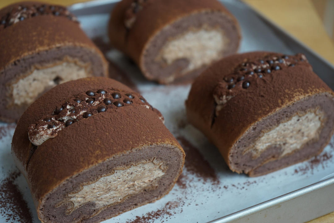 🍫双倍浓郁｜巧克力蛋糕卷｜卷不裂｜不消泡｜脏脏小贝