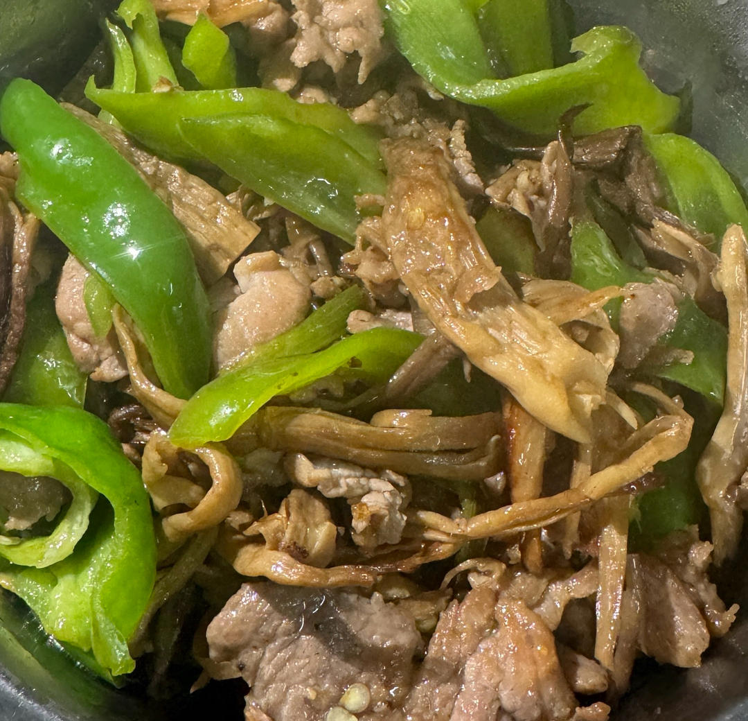 超好吃的快手菜爆炒鹿茸菇，搭配肉丝青椒超下饭