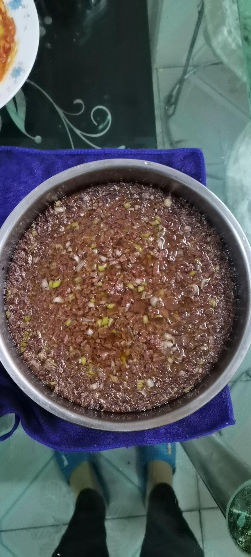 菊0023做的蒸猪血羹东北农家味