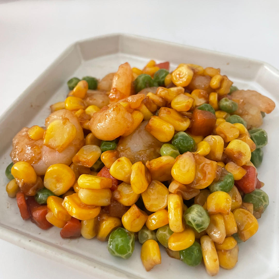 什锦玉米粒虾仁🍤🌽🥕
