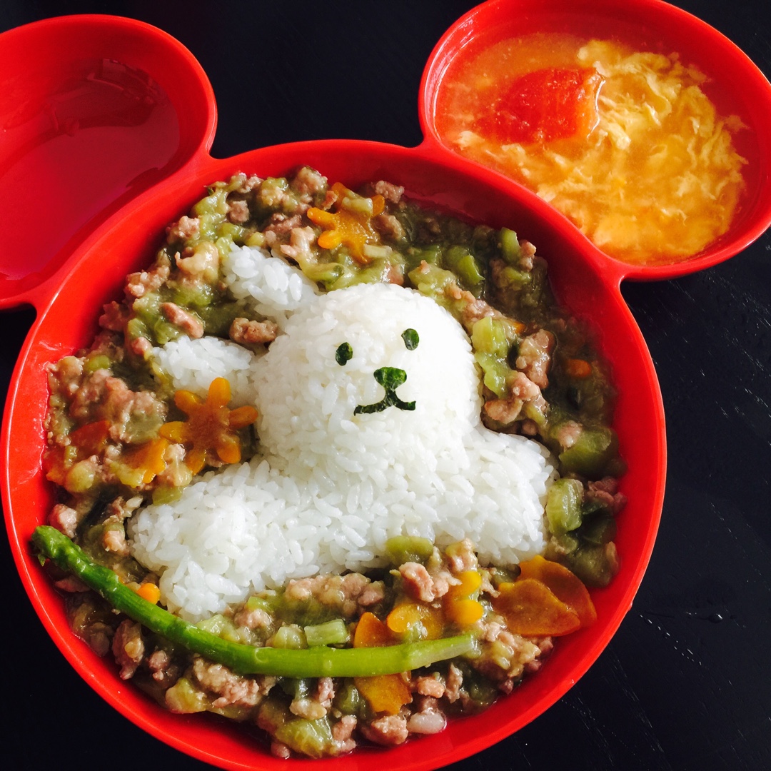 【宝宝造型餐】茄子肉末盖浇饭