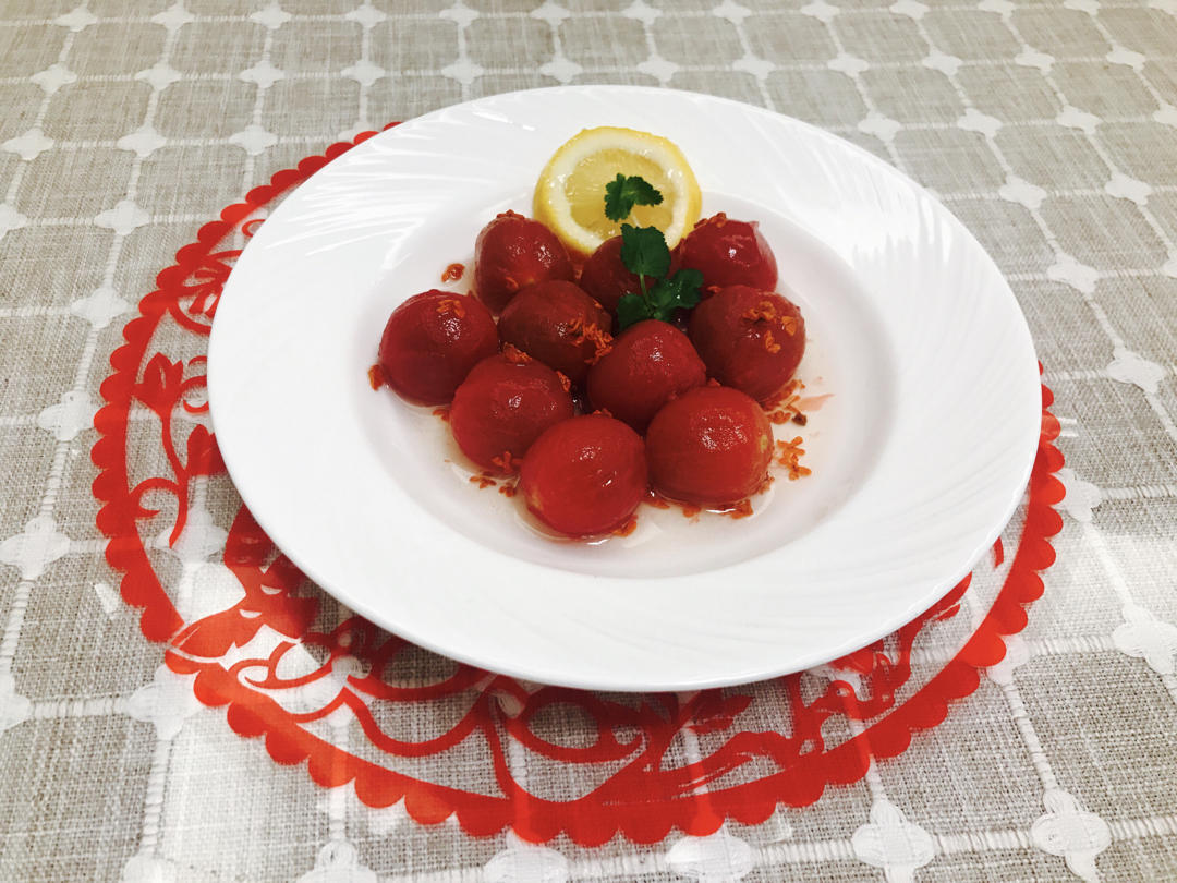 在指间漫步aa做的蜜汁小番茄