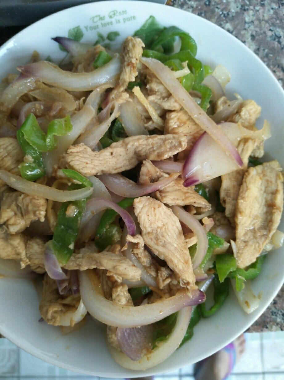 孜然鸡肉炒洋葱(低油低盐版)