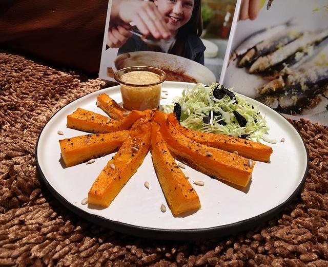 【烤南瓜沙拉】+【蜂蜜香葱沙拉酱】的做法