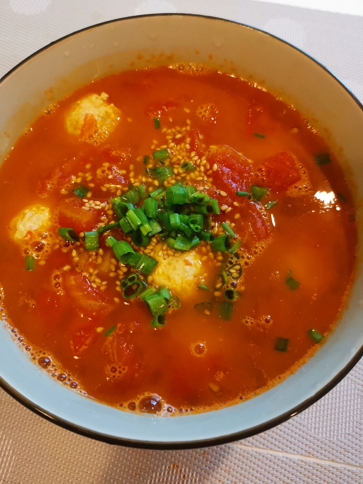 番茄鸡胸肉丸汤的做法 步骤6