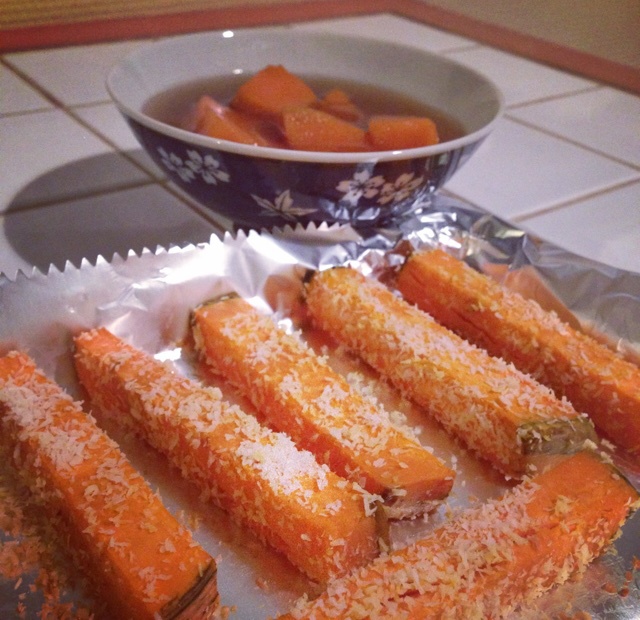 椰蓉烤红薯条（健康夜宵）