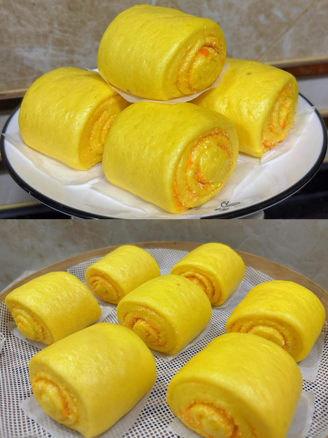 红萝卜椰丝馒头