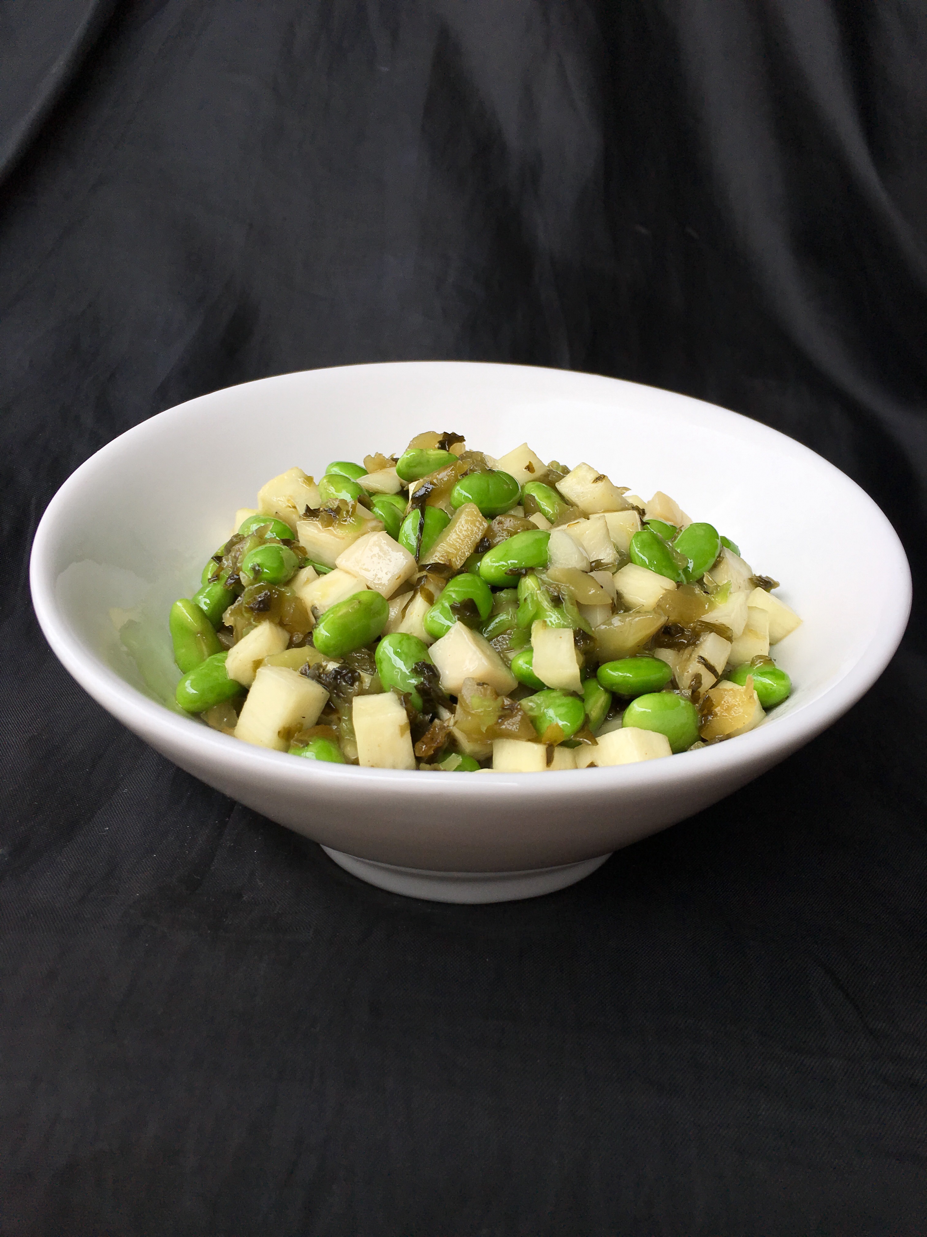 雪菜茭白炒毛豆的做法