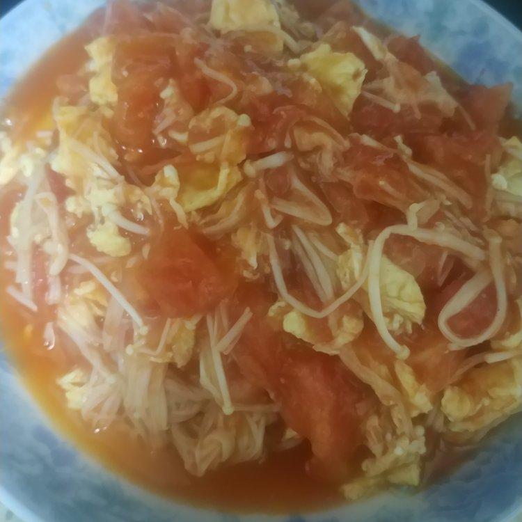 番茄金针菇炒蛋