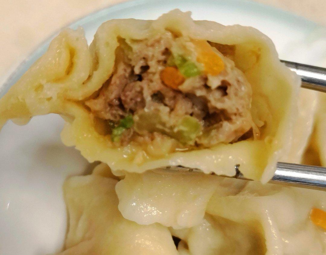 超赞的五花肉、牛肉、胡萝卜、芹菜、鸡蛋馅饺子