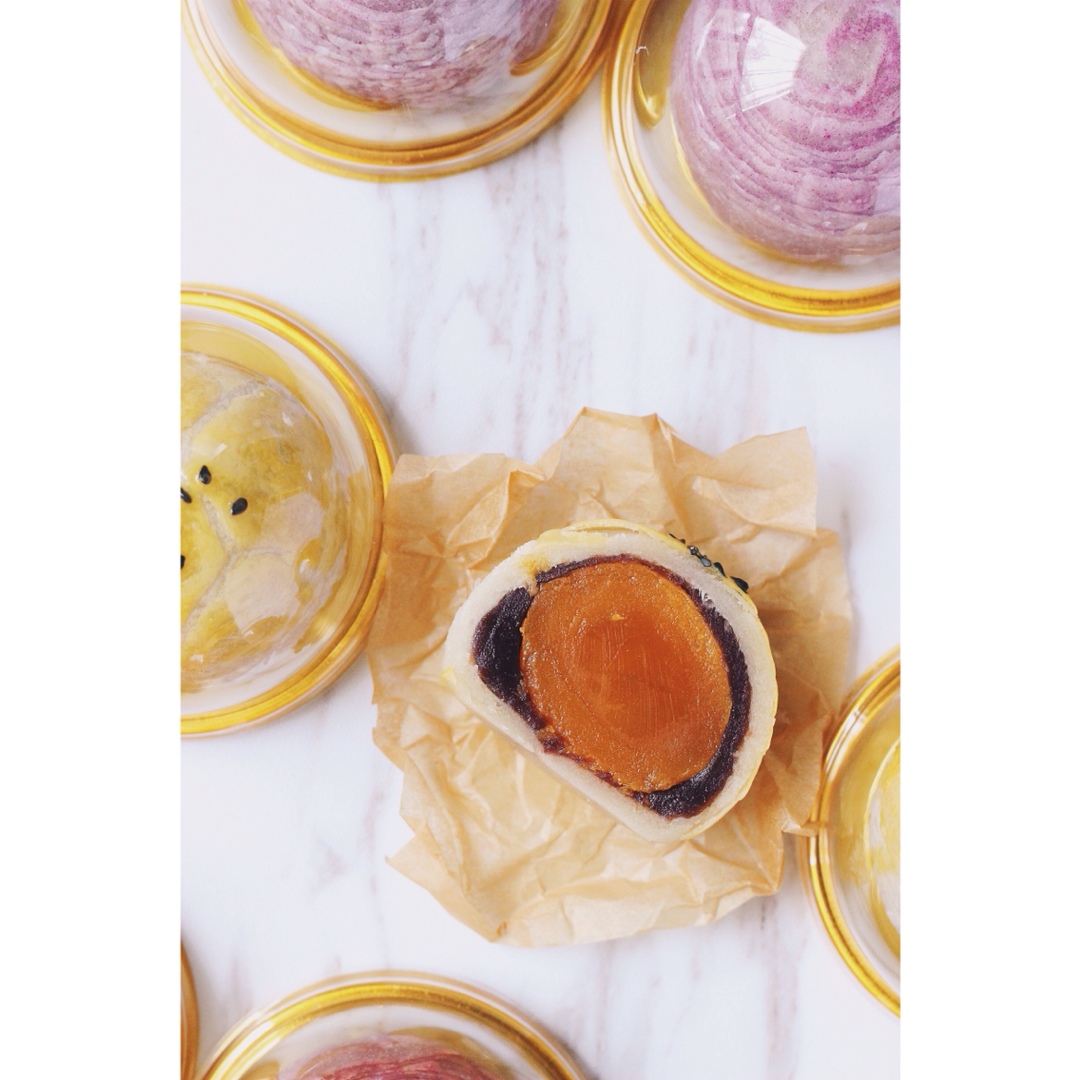 蛋黄酥~紫薯、抹茶、原味~花好月圆，中秋快乐~内附一次做六色蛋黄酥方法~