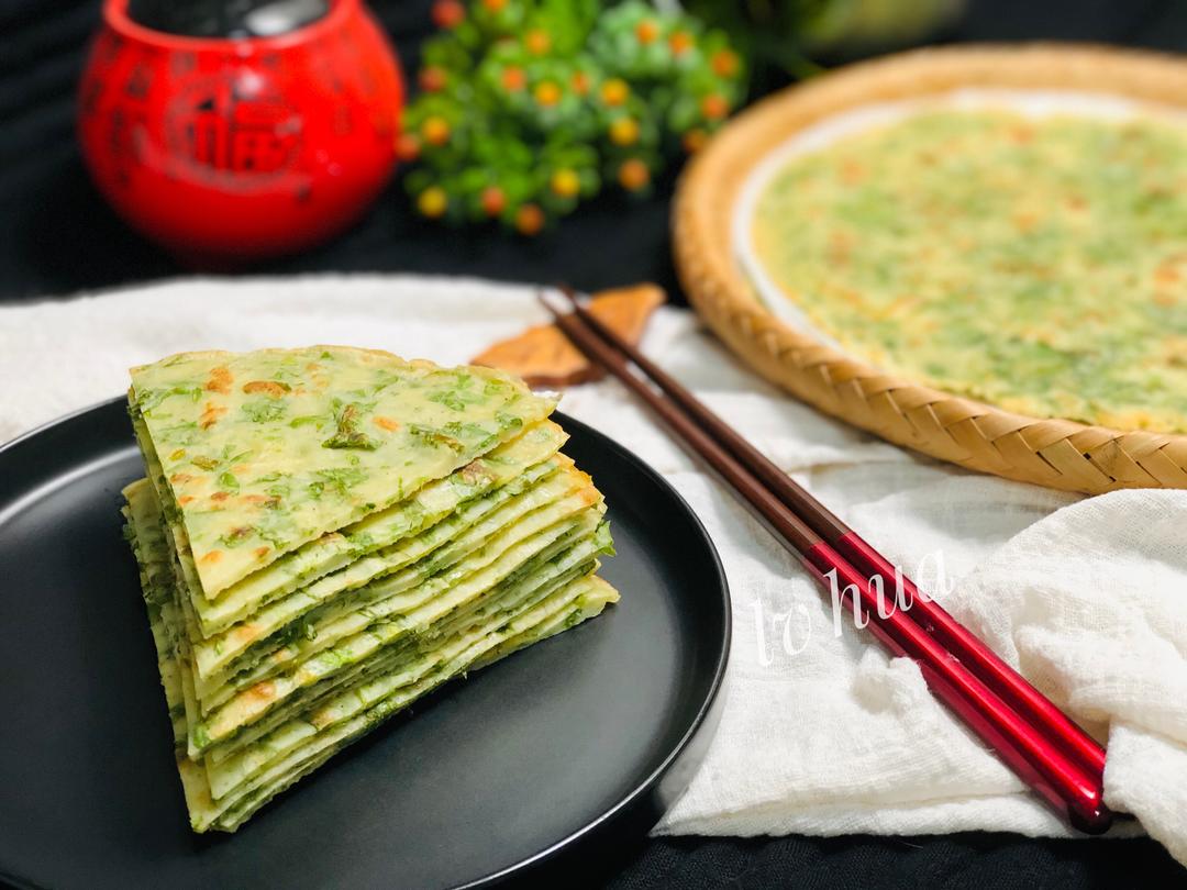 用芹菜叶子做出来的饼 素食