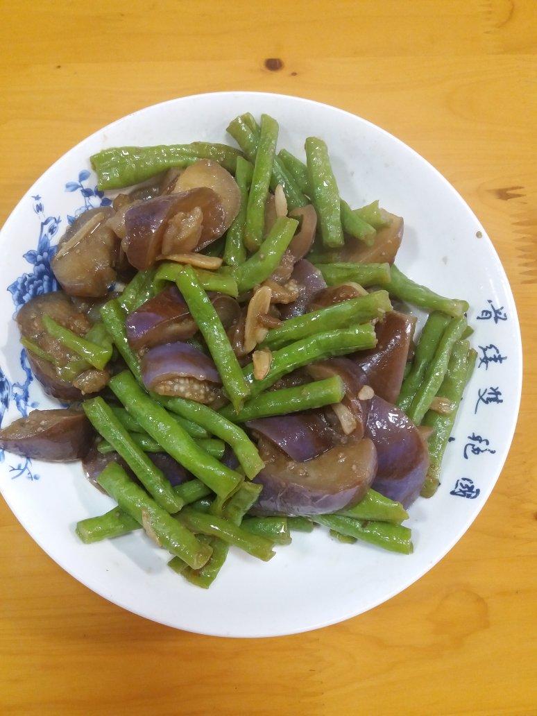 下饭菜茄子炒豆角（少油版）