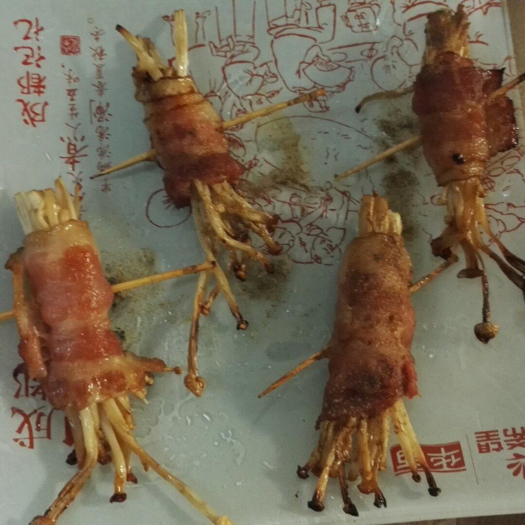 香烤培根金针菇卷