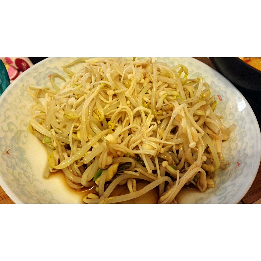 豆芽拌金针菇