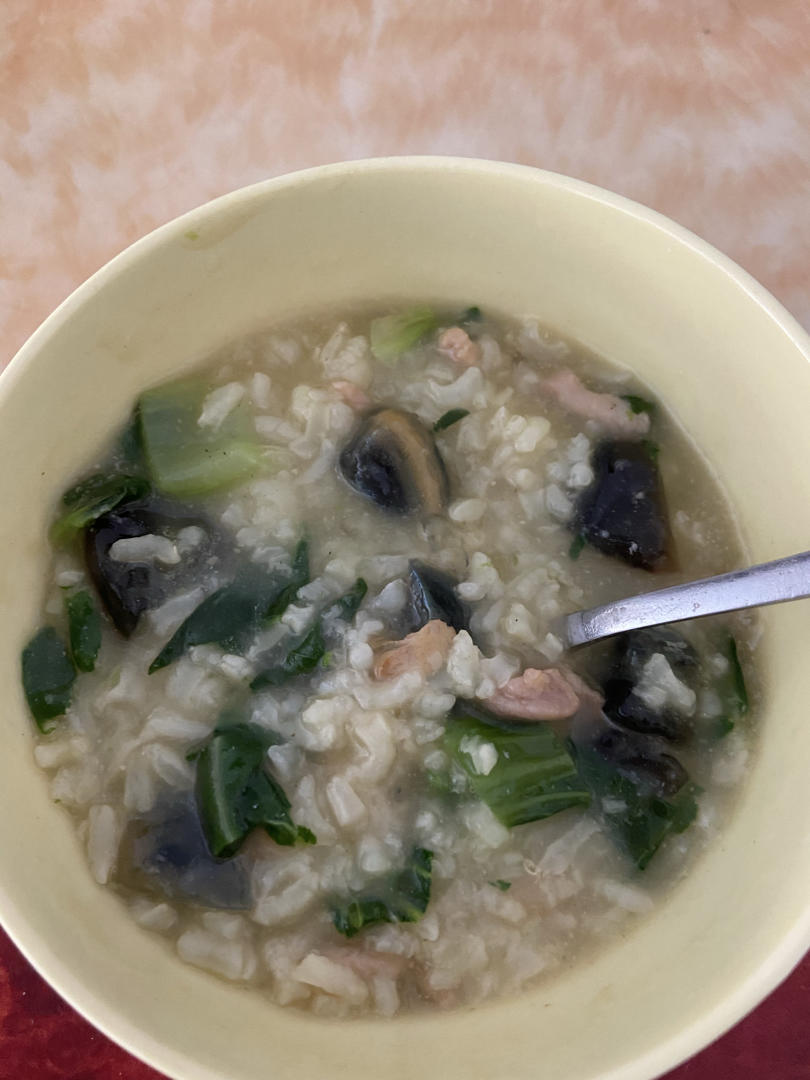 妈妈👩教我做的皮蛋瘦肉粥🥣简单快捷美味😋