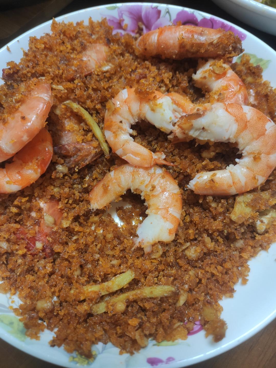 避风塘炒虾（面包糠不成砣小技巧）