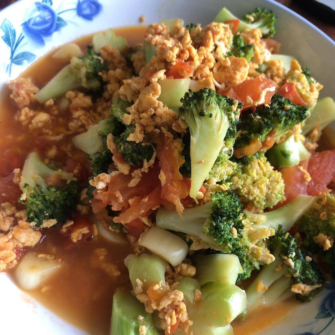 番茄鸡蛋炒西兰花