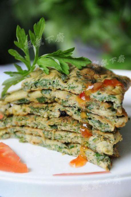 艾叶煎蛋的做法