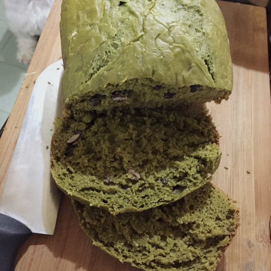 面包机版抹茶红豆吐司